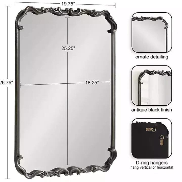 Black Metal Ornamental Wall Mirror