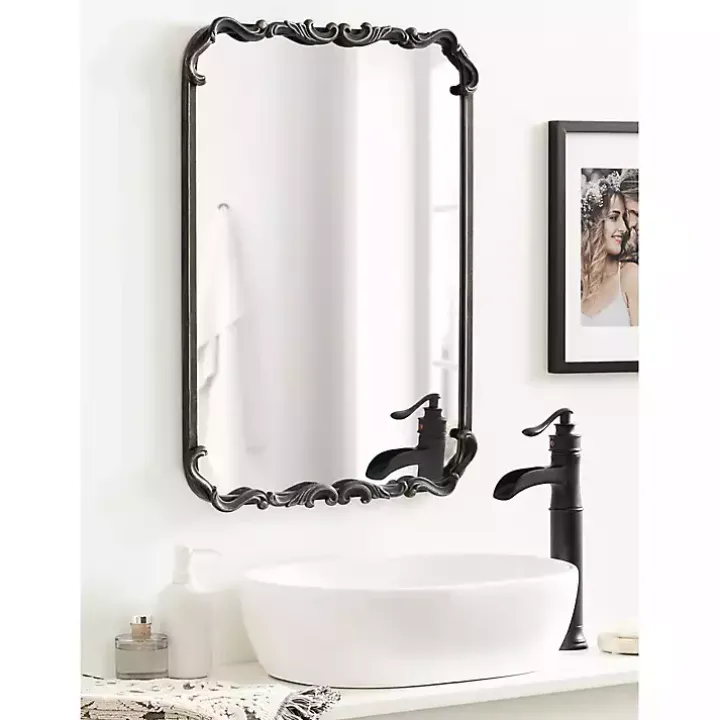 Black Metal Ornamental Wall Mirror