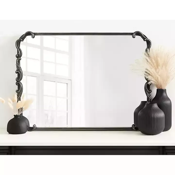 Black Metal Ornamental Wall Mirror