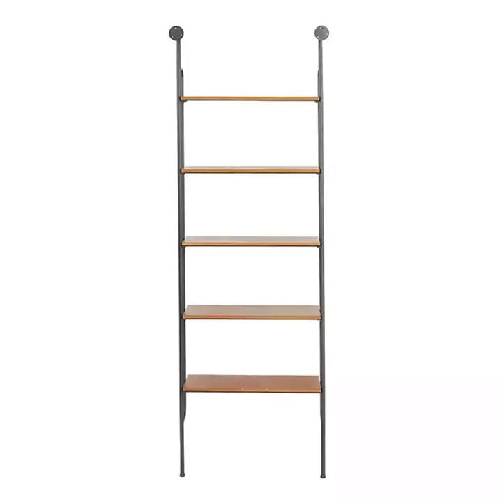 Black Metal Pipe Frame Brown Wood Wall Shelf