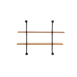 Black Metal Pipe Two-Tier Wall Mounted Shelf