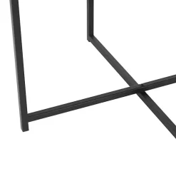Black Metal Rattan Accent Tables, Set of 2