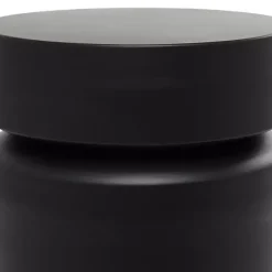 Black Metal Round Drum Accent Table