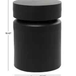 Black Metal Round Drum Accent Table