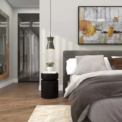 Black Metal Round Drum Accent Table