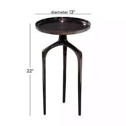 Black Metal Round Tripod Accent Table