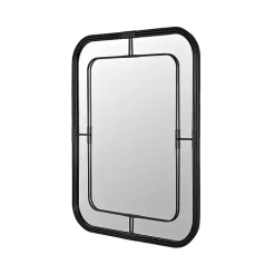 Black Metal Rounded Corner Frame Wall Mirror