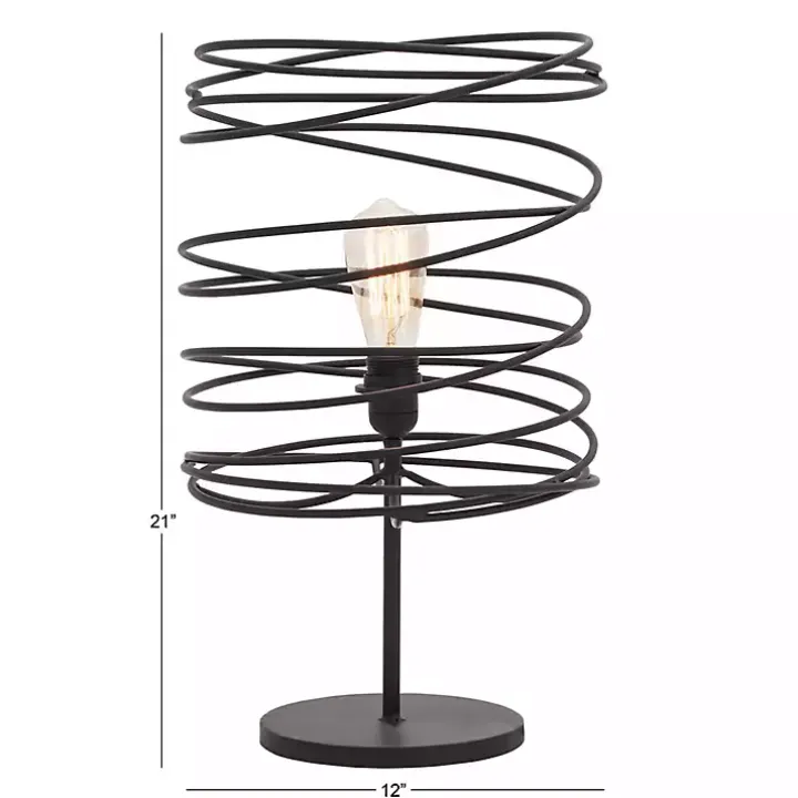Black Metal Swirl Table Lamp