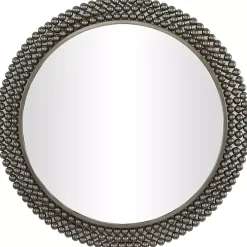 Black Metal Tiered Bead Frame Wall Mirror