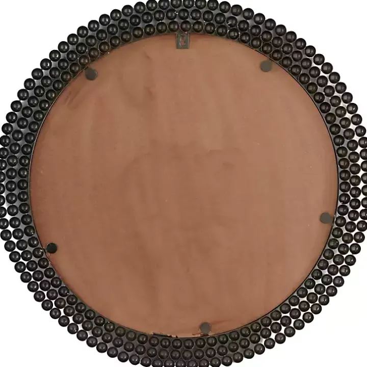Black Metal Tiered Bead Frame Wall Mirror