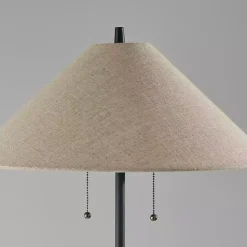 Black Metal Walnut Flare Pulls Floor Lamp