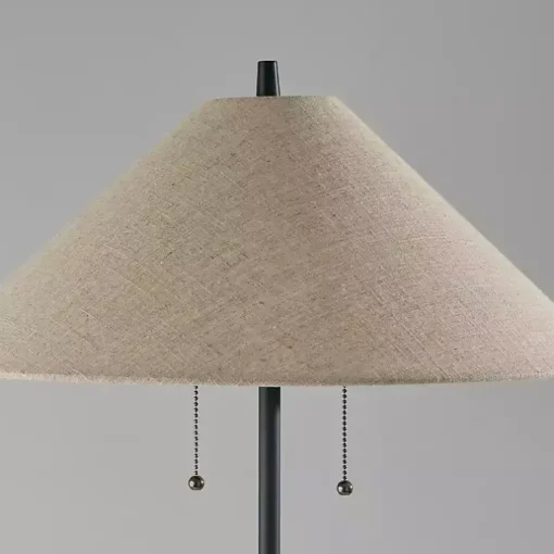 Black Metal Walnut Flare Pulls Floor Lamp