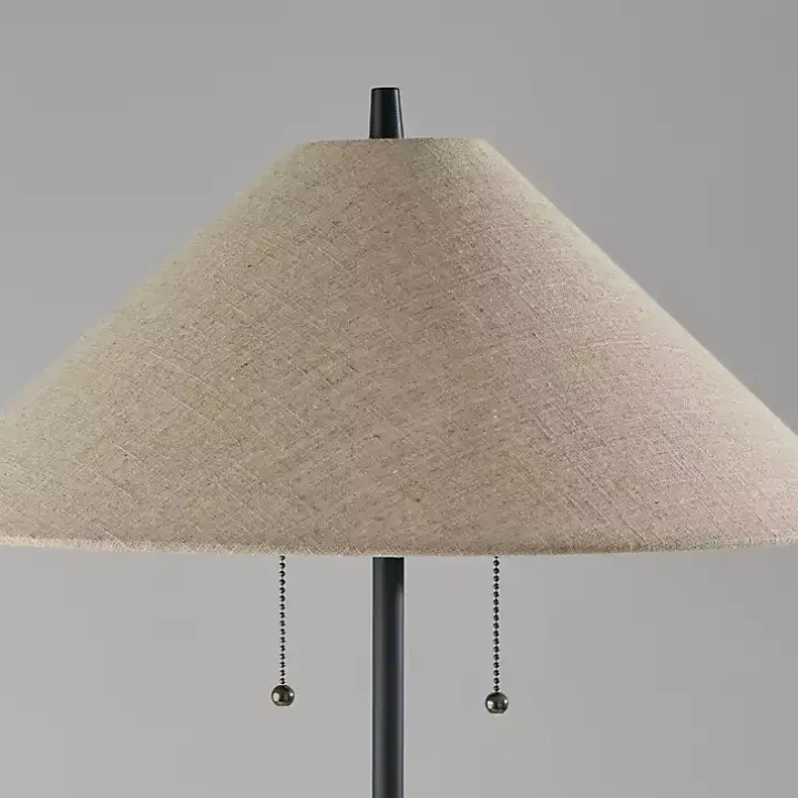 Black Metal Walnut Flare Pulls Floor Lamp