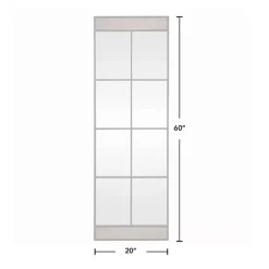 Black Metal Window Grid Standing Mirror