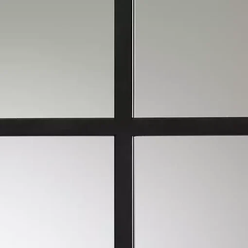 Black Metal Windowpane Arched Wall Mirror