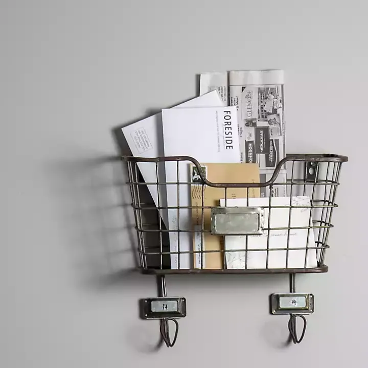 Black Metal Wire Mail Wall Pocket