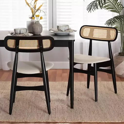 Black Mid-Century Modern Dining Chairs, Set of 2