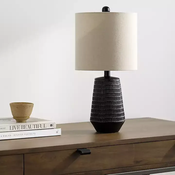 Black Modern Etched Table Lamp