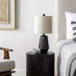 Black Modern Etched Table Lamp