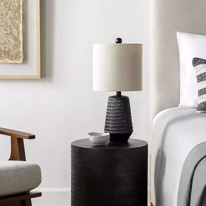 Black Modern Etched Table Lamp