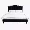 Black Modern Tufted Platform King Bed