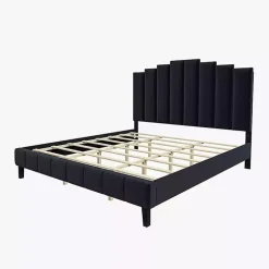Black Modern Tufted Platform King Bed