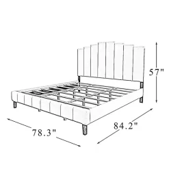 Black Modern Tufted Platform King Bed