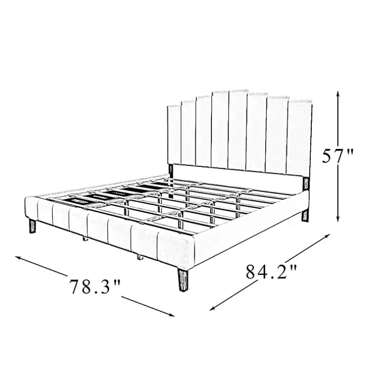 Black Modern Tufted Platform King Bed