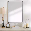 Black Nouveau Linear Curved Corner Mirror
