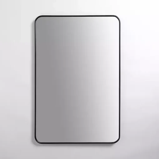 Black Nouveau Linear Curved Corner Mirror