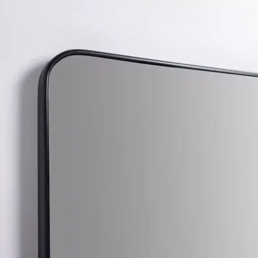 Black Nouveau Linear Curved Corner Mirror