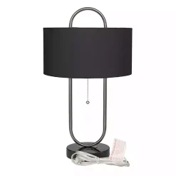 Black Open Metal Loop Table Lamp