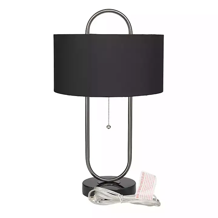 Black Open Metal Loop Table Lamp
