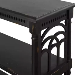 Black Open Shelf Cathedral Ends Console Table