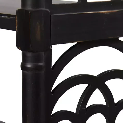 Black Open Shelf Cathedral Ends Console Table