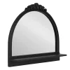 Black Ornate Arch Wall Mirror with Shelf