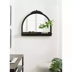 Black Ornate Arch Wall Mirror with Shelf