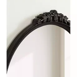 Black Ornate Arch Wall Mirror with Shelf