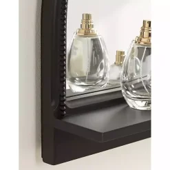 Black Ornate Arch Wall Mirror with Shelf