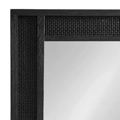 Black Rattan Textured Rectangle Wall Mirror
