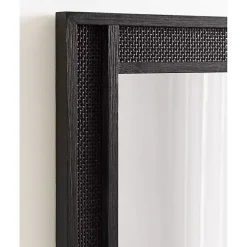 Black Rattan Textured Rectangle Wall Mirror