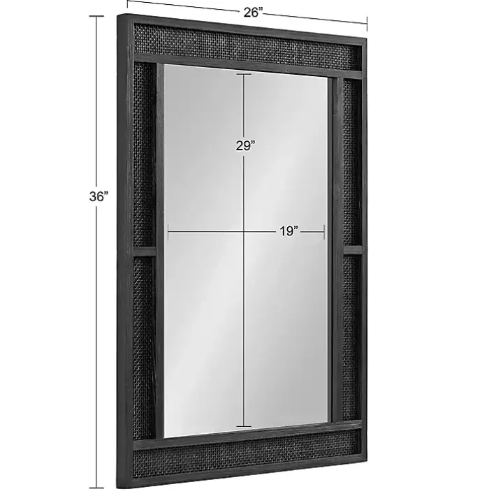 Black Rattan Textured Rectangle Wall Mirror