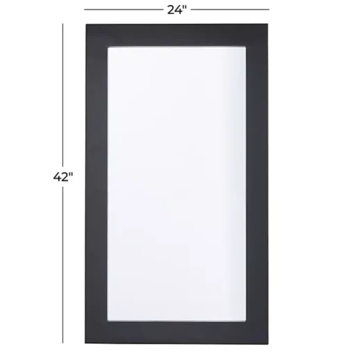 Black Rectangular Wood Wall Mirror, 24x42 in.