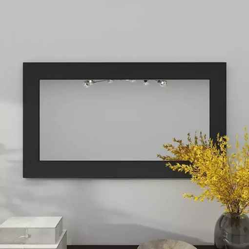 Black Rectangular Wood Wall Mirror, 24x42 in.