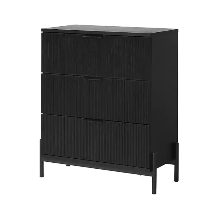 Black Reeded 3-Drawer Dresser