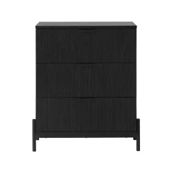 Black Reeded 3-Drawer Dresser