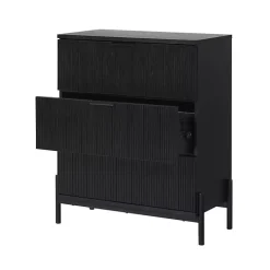 Black Reeded 3-Drawer Dresser