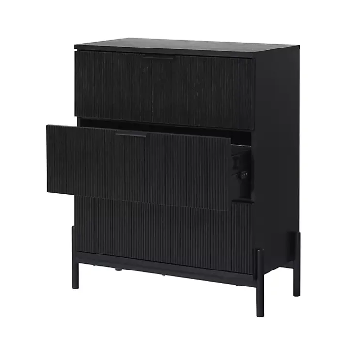 Black Reeded 3-Drawer Dresser