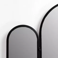 Black Rounded Edge Trifold Wall Mirror