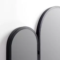 Black Rounded Edge Trifold Wall Mirror